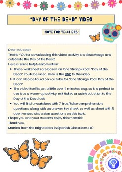 Preview of Day Of the Dead Monarch Butterflies Video Worksheet