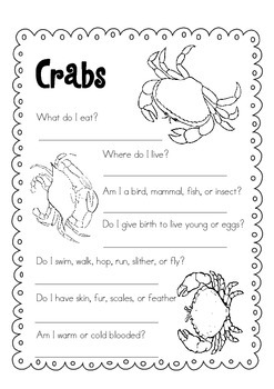 Day Packet - Crab { Sea Life } freebie