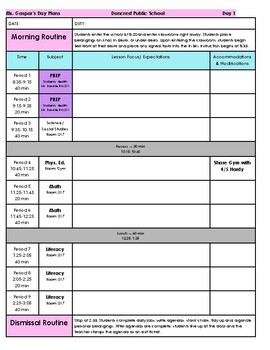Preview of Day Plan Template