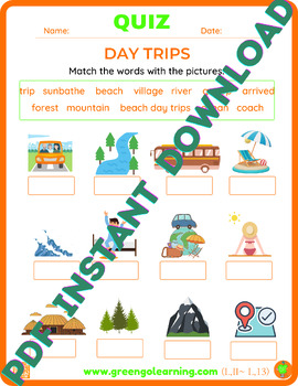 Preview of Day Trips / ESL / Vocabulary Quiz