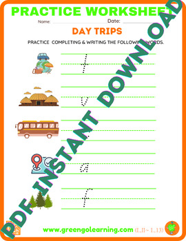 Preview of Day Trips / ESL Vocabulary lesson / Practice Worksheet