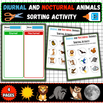 Preview of Day and Night Explorers:Diurnal and Nocturnal Animals Sorting Activity