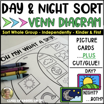 Preview of Day & Night Sort - Venn Diagram - Sun, Moon & Stars