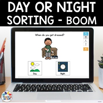 Preview of Day and Night Sorting Boom Cards | Special Education Distance Learning