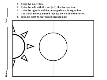 Day and Night, Sun and Moon craft, t-chart, picture cards by Miss G's