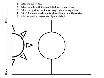 Preview of Day and Night, Sun and Moon craft, t-chart, picture cards