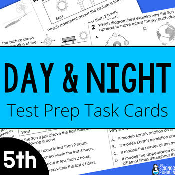 Preview of 5th Grade Day and Night Test Prep Task Cards + Digital Resource Option STAAR