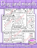 Day and month worksheet 33 page read, write and color