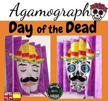 Preview of Day of the Dead 5 de mayo Craftivity Agamógrafo Agamograph Sugar Skull Muertos