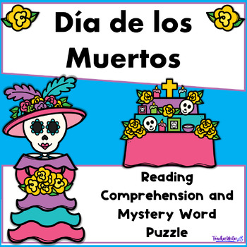 Preview of Day of the Dead Activity Mystery Word Puzzle Reading Comprehension