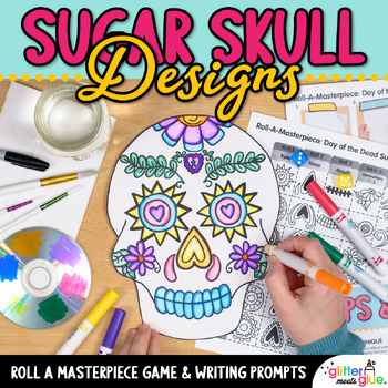 Preview of Roll a Sugar Skull Day of the Dead Art Project, Template, & Elementary Sub Plans