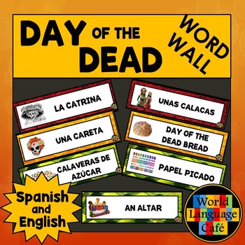 Preview of DAY OF THE DEAD BULLETIN BOARD ⭐ Day of the Dead Word Wall ⭐ English Spanish