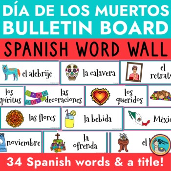 Preview of Day of the Dead Bulletin Board - Spanish Word Wall