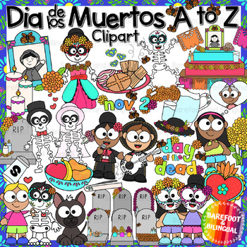 Preview of Day of the Dead Clipart A to Z | Dia De Los Muertos Beginning Sounds Clipart