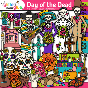 Preview of Day of the Dead Clipart: Sugar Skull Dia de los Muertos Clip Art Transparent PNG