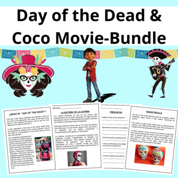 Preview of Day of the Dead & Coco Movie Guide Bundle-El Dia de Los Muertos-English &Spanish