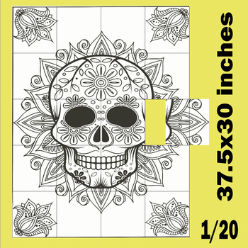 Preview of Day of the Dead Collaborative Poster Art- Sugar Skull Coloring Día de los Muerto