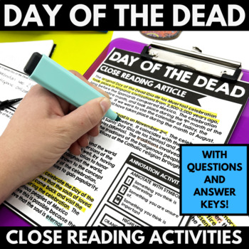 Preview of Day of the Dead Project - Día de los Muertos Close Reading Activities Questions