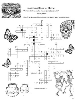 Preview of Day of the Dead - Día de los Muertos Crossword Puzzle (Crucigrama)