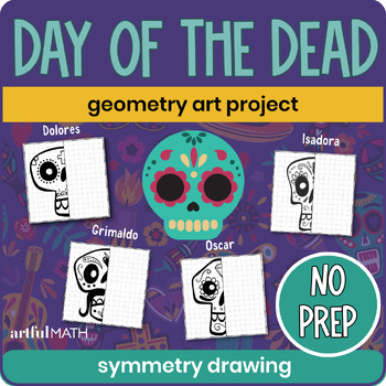 Preview of Day of the Dead (Día de los Muertos) Math Art Drawing | Sugar Skull Symmetry