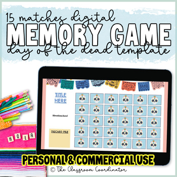 Preview of Day of the Dead Digital Memory Game Template Google Slides Digital Resource