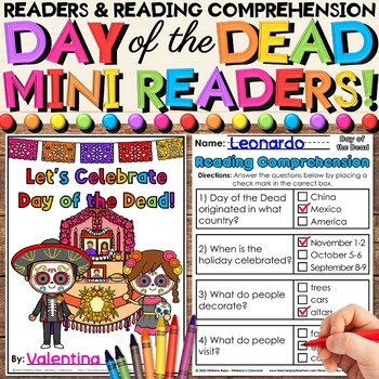 Preview of Day of the Dead Early Readers Books, Reading Comprehension & Coloring Activities