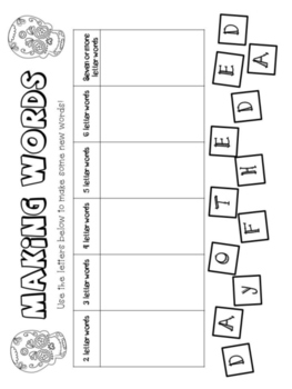 Preview of Day of the Dead - Dia de los Muertos - Making Words Freebie!