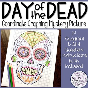 Preview of Day of the Dead Día de los Muertos Sugar Skull Coordinate Graphing Picture
