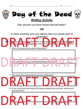 Preview of Day of the Dead Mexico Writing Activity