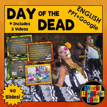 Preview of DAY OF THE DEAD PPT Día de los Muertos Google Slides Videos English Presentation