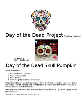 Preview of Day of the Dead Project (Calavera Pumpkin or Shoe Box Altar)
