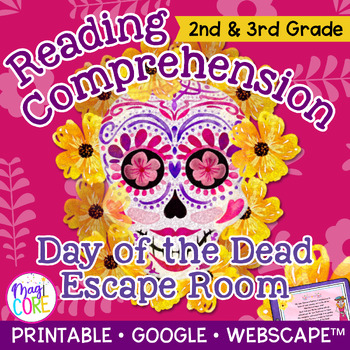 Preview of Day of the Dead Reading Comprehension Escape Room 2nd 3rd Grade Dia los Muertos