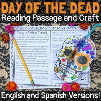 Preview of Day of the Dead Reading Passage and 3D Calavera Skull Craft ENGLISH and SPANISH