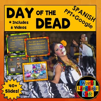 Preview of DAY OF THE DEAD PPT Día de los Muertos Google Slides Videos Spanish Presentation