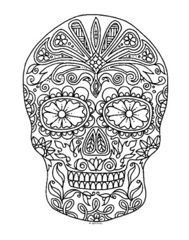 Download Day Of The Dead Skull Coloring Worksheets Teaching Resources Tpt