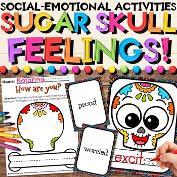 Preview of Day of the Dead Social-Emotional Feelings, Sugar Skull Writing & Play Activities