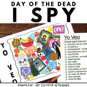 Preview of Day of the Dead Spanish Activity Día de Los Muertos Vocabulary I Spy Yo Veo Game