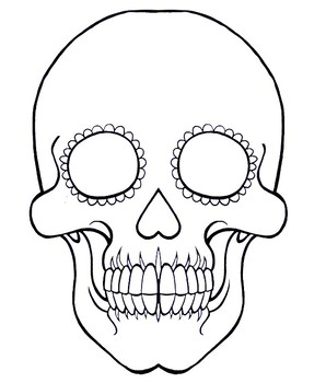 Preview of Day of the Dead Sugar Skull Coloring Template