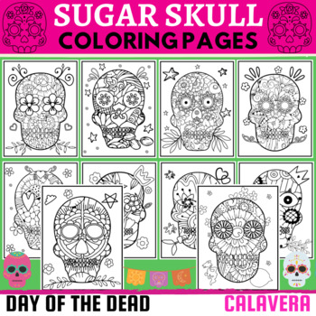 Preview of Day of the Dead Sugar Skull Mindfulness Mandala Coloring Pages,Calavera Coloring