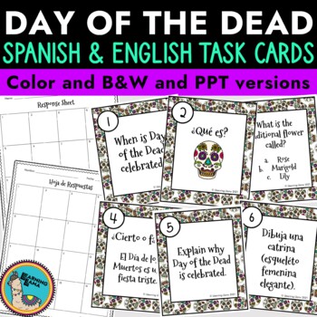Preview of Day of the Dead Task Card BUNDLE ENGLISH & SPANISH