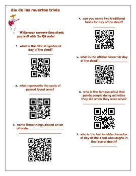 Preview of Day of the Dead Trivia with self-check QR codes