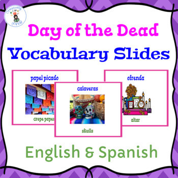 Preview of Day of the Dead Vocabulary Slides- English & Spanish