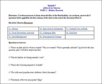 Preview of Day of the Dead WebQuest