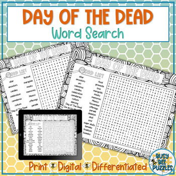 Preview of Day of the Dead Word Search Puzzle Activity - Dia de los Muertos