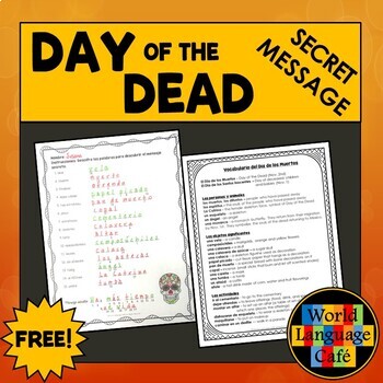 Preview of DAY OF THE DEAD WORKSHEET ⭐ Día de los Muertos ⭐ Day of the Dead Vocabulary