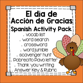 Preview of Día de Acción de Gracias Spanish Activities for Thanksgiving