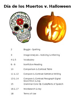 Preview of Day of the Dead vs Halloween Middle & High School No Prep ESL Sub Activity Pack