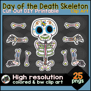 Preview of Day of the Death Skeleton Cut Out Printable - Esqueleto del Dia de los Muertos