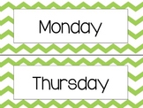 Day of the Week & Monthly Calendar Headers in Bright Chevron