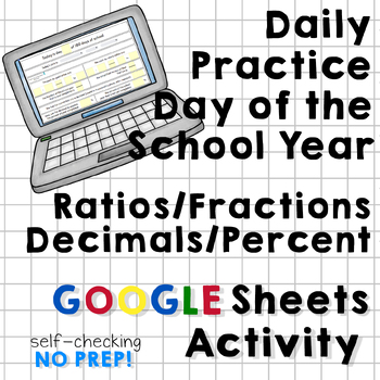 Preview of Day of the Year Ratio Fraction Decimal Percent Self Checking Self Grading Sheets